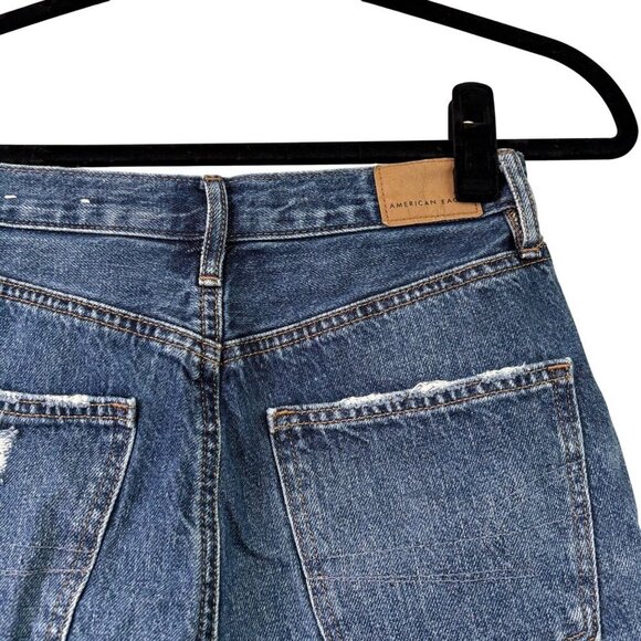 American Eagle Women's 90's Boyfriend Shorts Distressed Dark Wash Size 0 - Picture 9 of 14